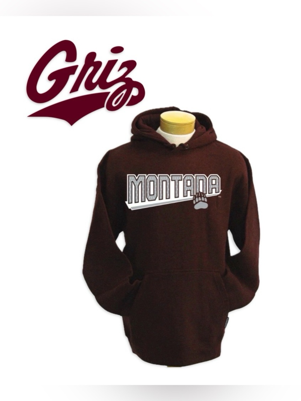 NEW [Ci Sport] Montana Grizzlies NCAA Logo Hoodie Hooded Sweatshirt Men’s M